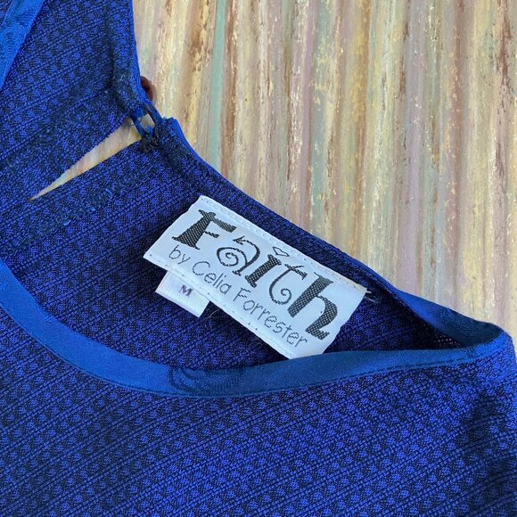 Faith by Celia Forester Sleeveless Maxi Dress Blue Textured with Beaded Design - Picture 5 of 10